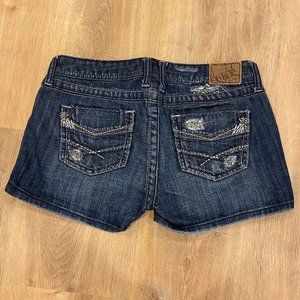 Denim Jean Shorts Dark Wash Distressed Embellished